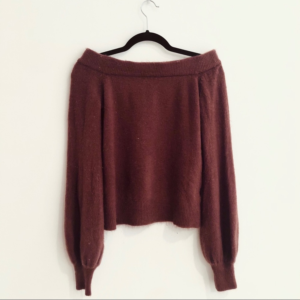 Off-The-Shoulder Rust Colored Sweater - image 1